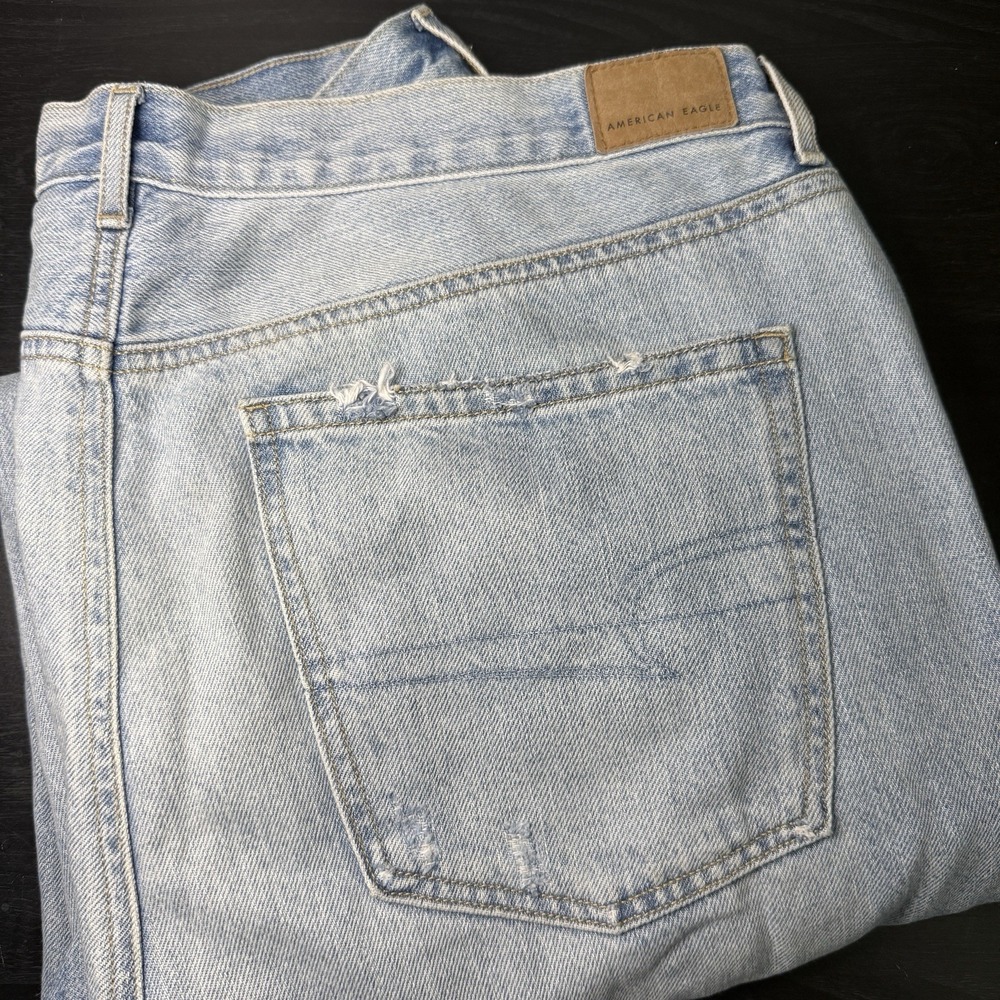 American Eagle Dreamy Drape Skater Destroyed Baggy Wide-Leg Jeans 16 38x29